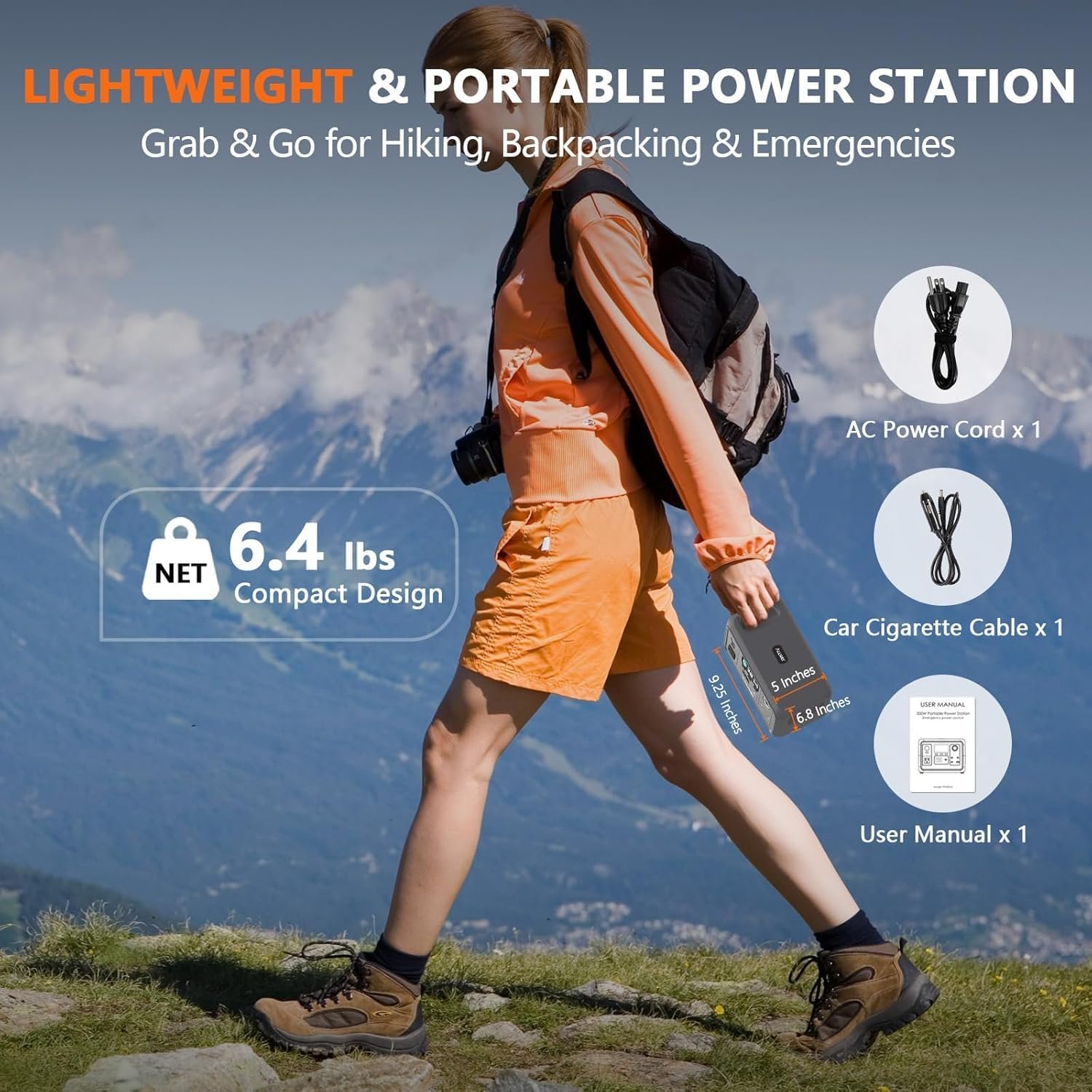 ALLWEI 300W 256Wh Power Station + 100W Solar Panel, LiFePO4 Solar Generator | 600W Surge Peak, Pure Sine Wave AC Outlet, PD 60W Fast Charging, Lightweight for Camping Outdoor, Home Backup Emergency, CPAP - Image 8