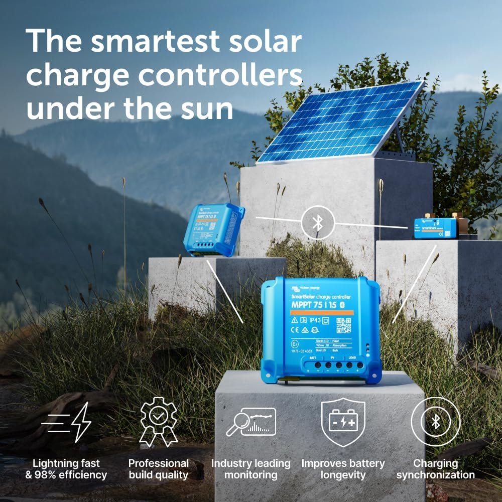 Victron Energy SmartSolar MPPT Solar Charge Controller 75V, 15A, 12/24V | Bluetooth Charge Controllers for Solar Panels - Image 2