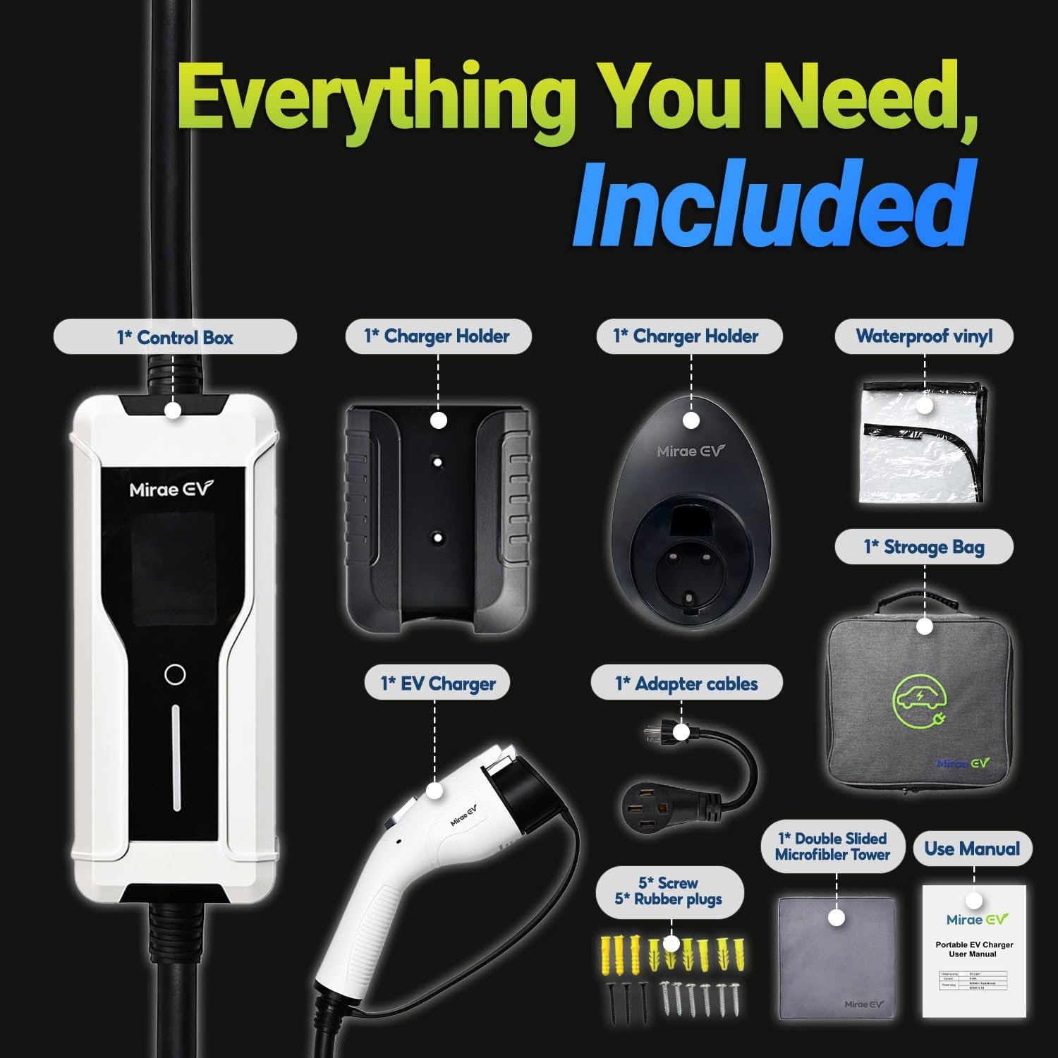 Level 1&2 Portable Charger, MAX 40 Amp (9.6kW) Electric Vehicle Charger, 25FT Cable, 240V NEMA 14-50 Plug, IP65 Waterproof, Fast Home Charging Station, Wall Mount - Image 7