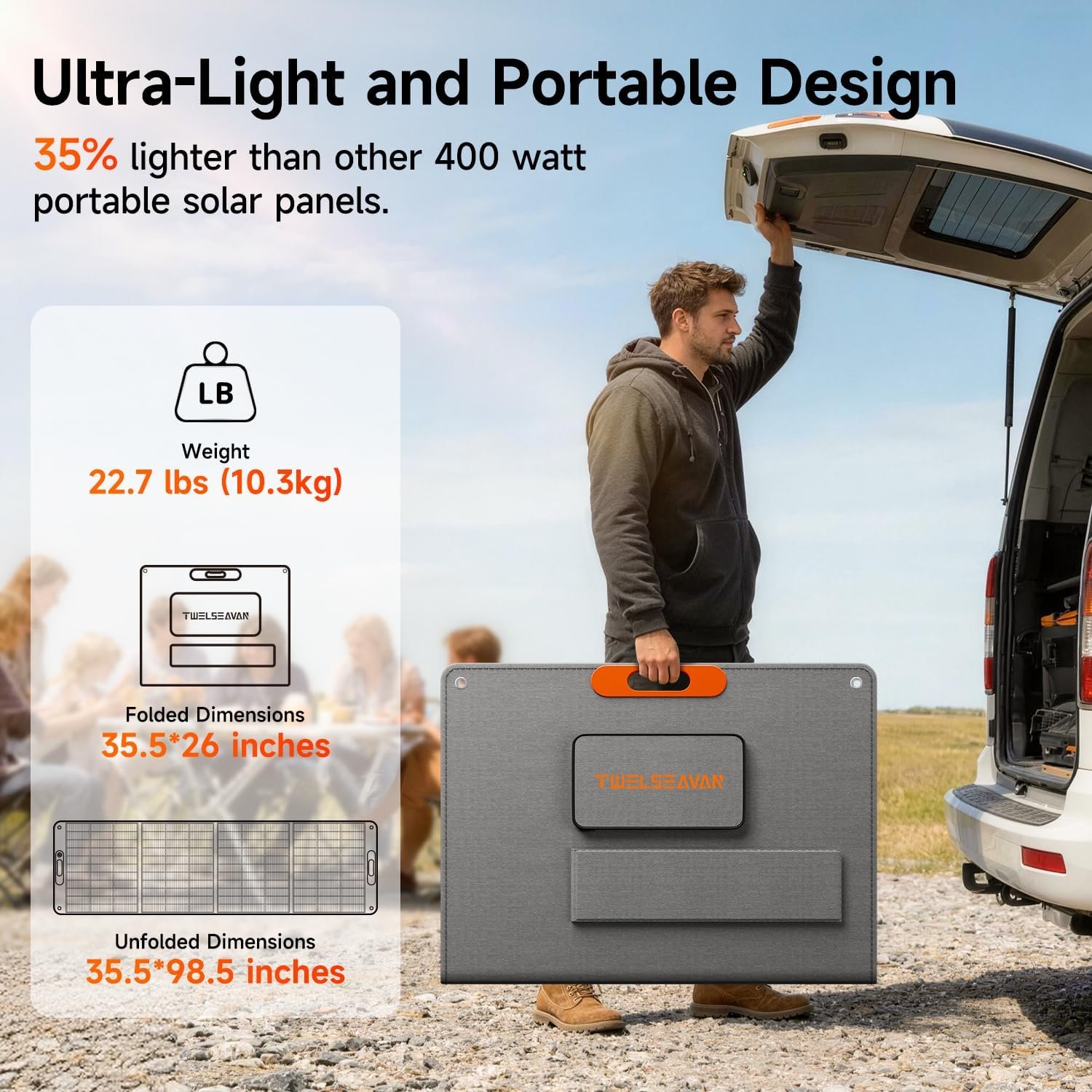 400W Portable Solar Panel for Power Station, 24% High Efficiency Lightweight ETFE Foldable Solar Panel Charger, MC4 Output, IP65 Waterproof, for Outdoor Camping, RV, Emergency Power Supply | 24% High Efficiency ETFE+ Solar Angle Guide 4 Kickstands for Outdoor Foldable Solar IP65 Waterproof MC4 Output - Image 4