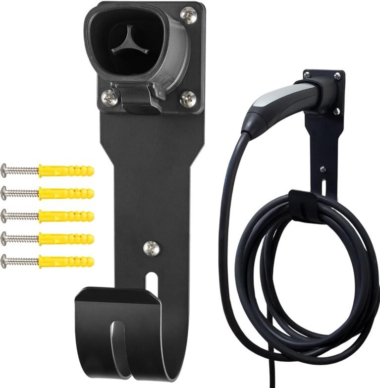 MECMO for Tesla Charger Holder - Wall Mount Dock & J-Hook for Model 3/Y/X/S, Heavy Duty Steel EV Charging Cord Hanger Compatible with NACS Connector