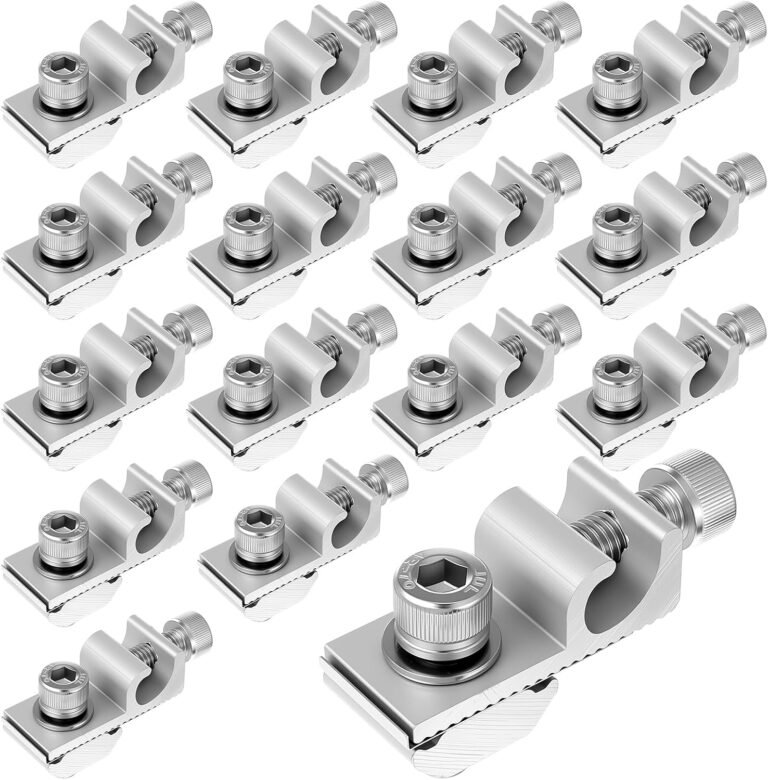 16 Pack Solar Panel Grounding Clamps Set – Aluminum Alloy Thunder Protection Grounding Clips for PV Mounting Systems (Silver)
