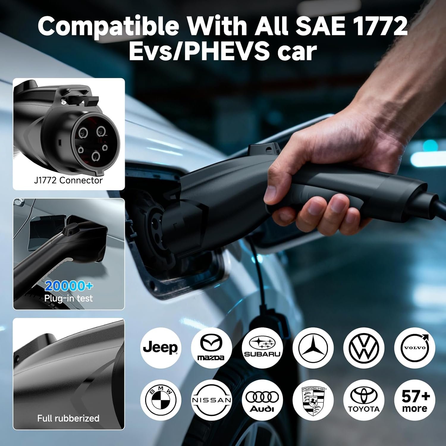 Level 1&2 Portable EV Charger (WiFi) with App Control, 8-16Amp Adjustable Current & Timer, 110V–240V, NEMA 5-15 & 6-20 Plug, 25Ft EV Charging Cable, J1772 Electric Car Charger for All PHEV/EV - Image 5