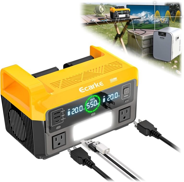 Ecarke 550W Portable Power Inverter Compatible with DeWalt 20V Battery, DC 18V to AC 110V Pure Sine Wave Power Station 2 AC Outlets,2 USB-A&1 USB-C 20W, 600LM LED Outdoor Emergency Use(Tool Only)