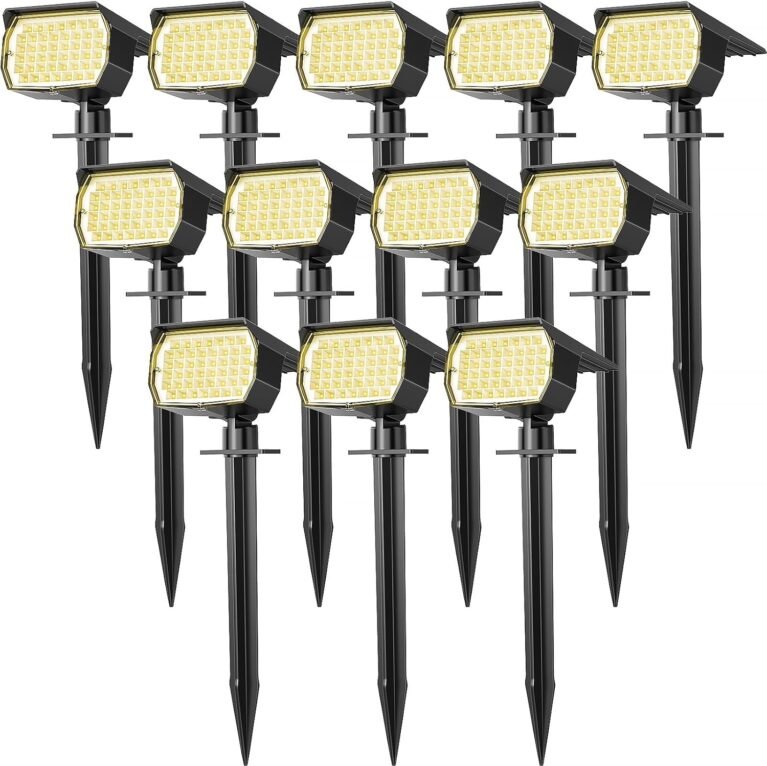 WENATY Solar Spot Lights Outdoor Waterproof Spotlights 12 Pack Warm White | 46LED, 3 Mode, Auto On/Off Landscape Spotlights Solar Powered Flood Lights for Outside Pathway Yard Garden House Walkway Tree