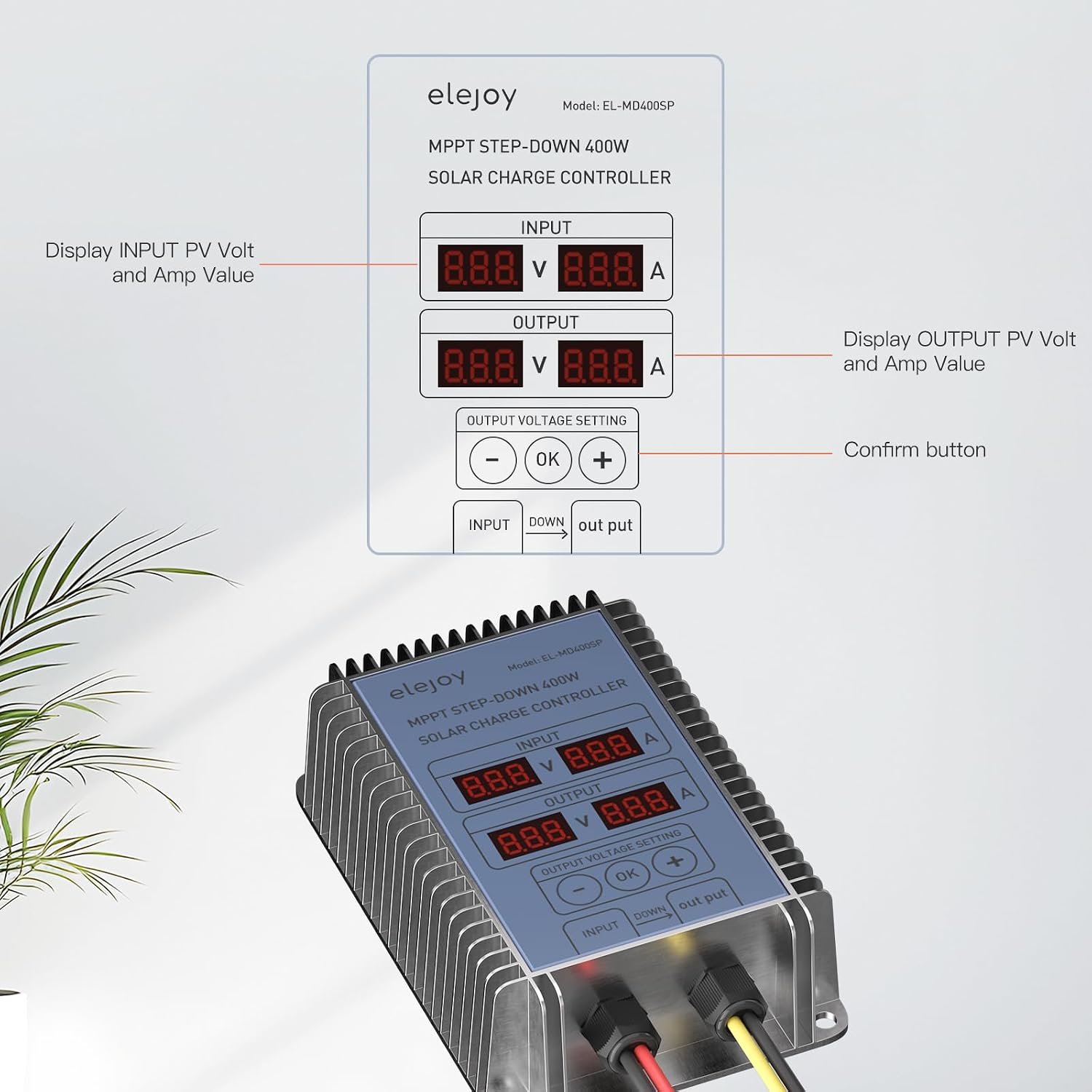 25 Amp 400W MPPT Step-Down Solar Charge Controller | 99% Adjustable Output Lithium LiFePO4 Lead-Acid Gel Sealed Flooded Battery LED Display IP65 Waterproof Outdoor - Image 3