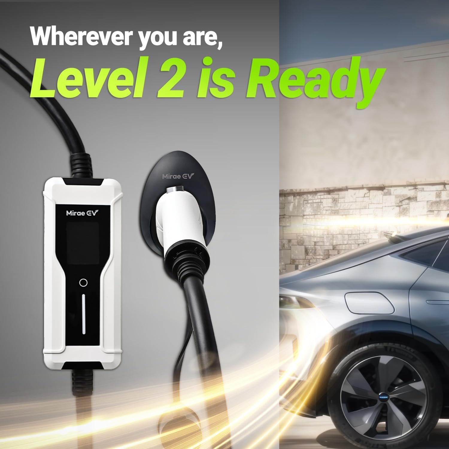 Level 1&2 Portable Charger, MAX 40 Amp (9.6kW) Electric Vehicle Charger, 25FT Cable, 240V NEMA 14-50 Plug, IP65 Waterproof, Fast Home Charging Station, Wall Mount - Image 2