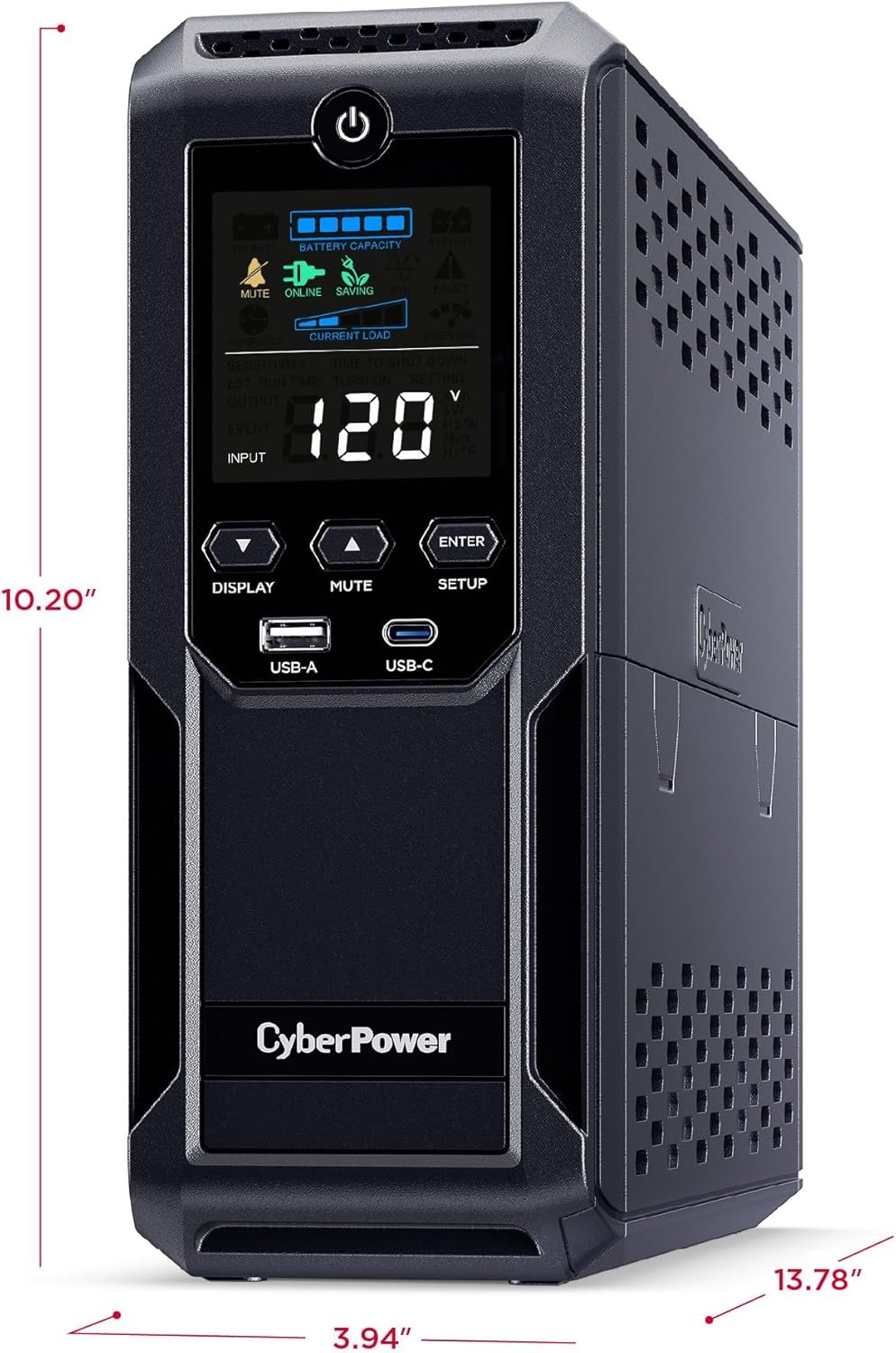 CyberPower CP1500AVRLCD3 Intelligent LCD UPS Battery Backup | 1500VA/900W, 12 Outlets, 2 USB Ports, AVR, Mini Tower, UL Certified - Image 6