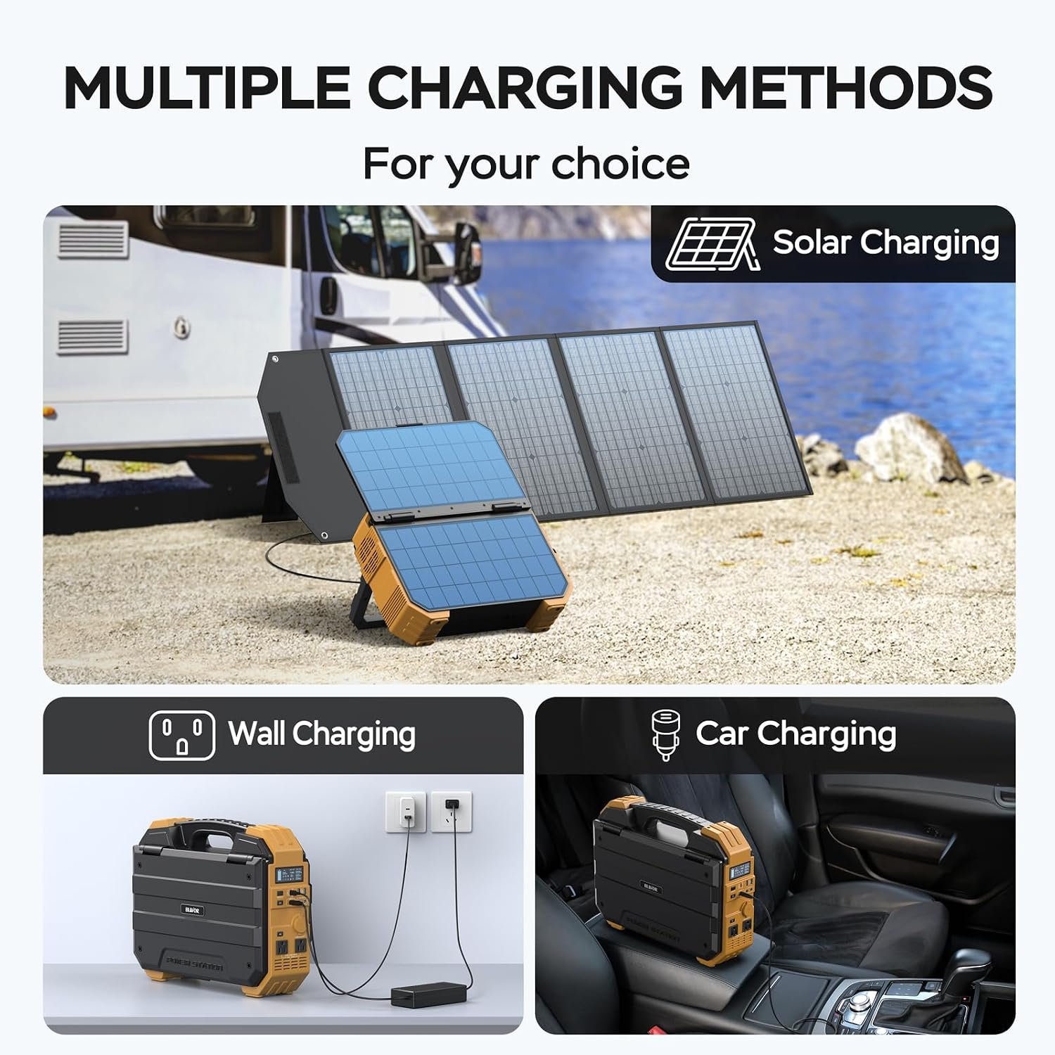 BLAVOR Portable Power Station 1600W (Peak 3200W), Built-in Solar Panel, 1024Wh LiFePO4 Battery, 100W USB-C Fast Charge, Solar Generator for Home Backup, Camping, Power Outages & RV - Image 5