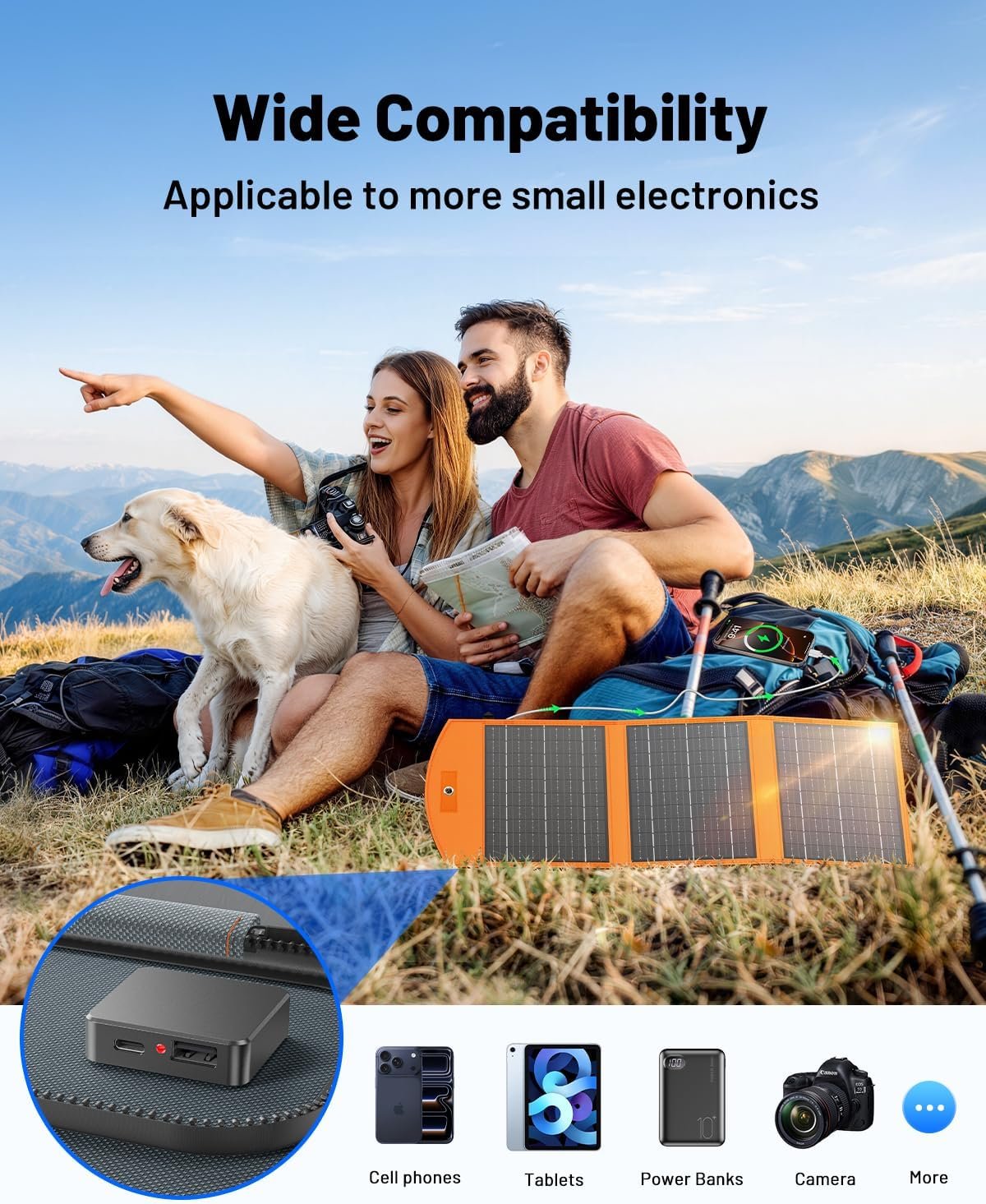 SOLUPUP Solar Panels 30W Portable Foldable Solar Charger with 5V USB-A and USB-C Fast Charging Compatible with iPhone, iPad, Samsung, Power Banks, IPX5 Waterproof Perfect for Camping, Hiking, Outdoor - Image 3