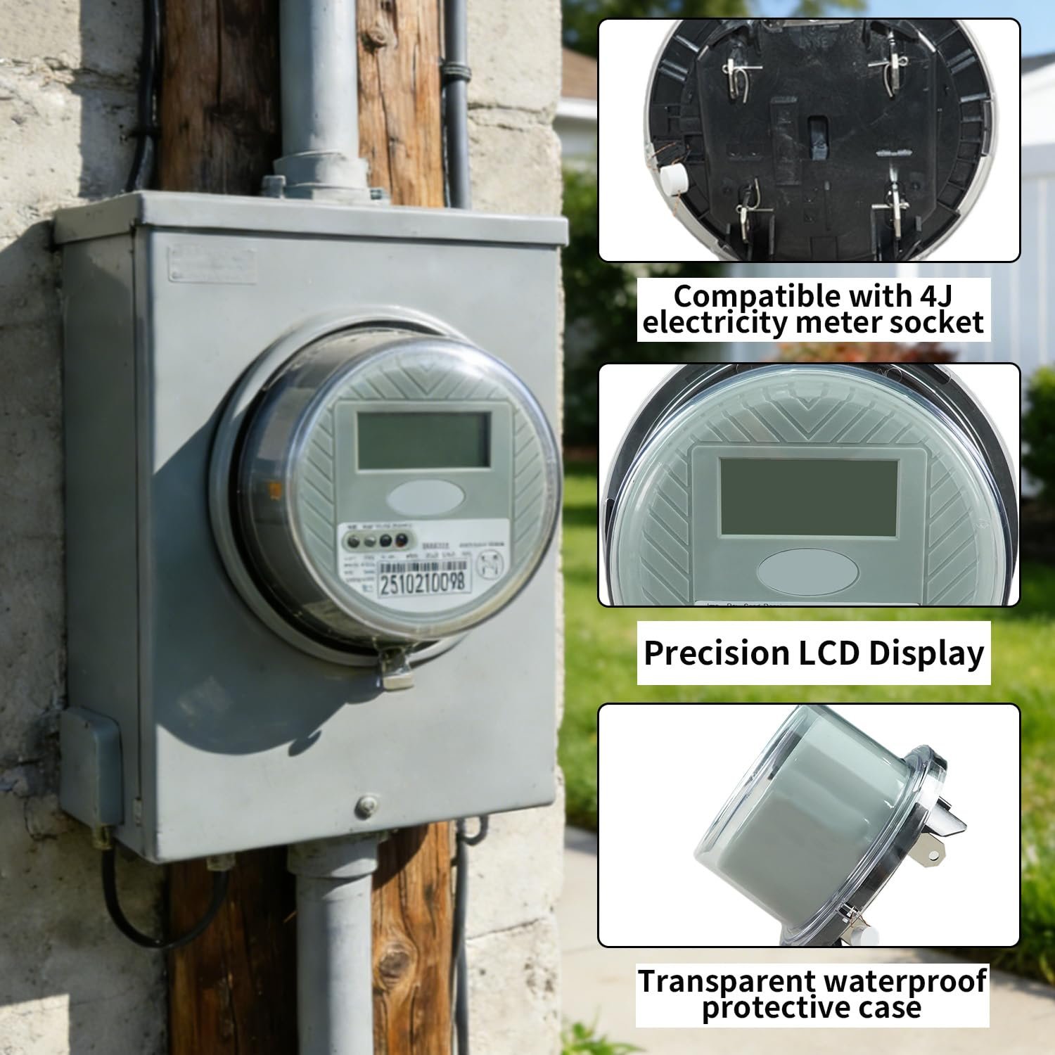 240V KWH Watt Meter - Electricity Usage Monitor | 1P3W (2 Hot wire, 1 Neutral), CL200 ANSI C12.1, 4-Jaw, Large LCD Backlight Display for Home & RV Power Consumption Monitoring - Image 3