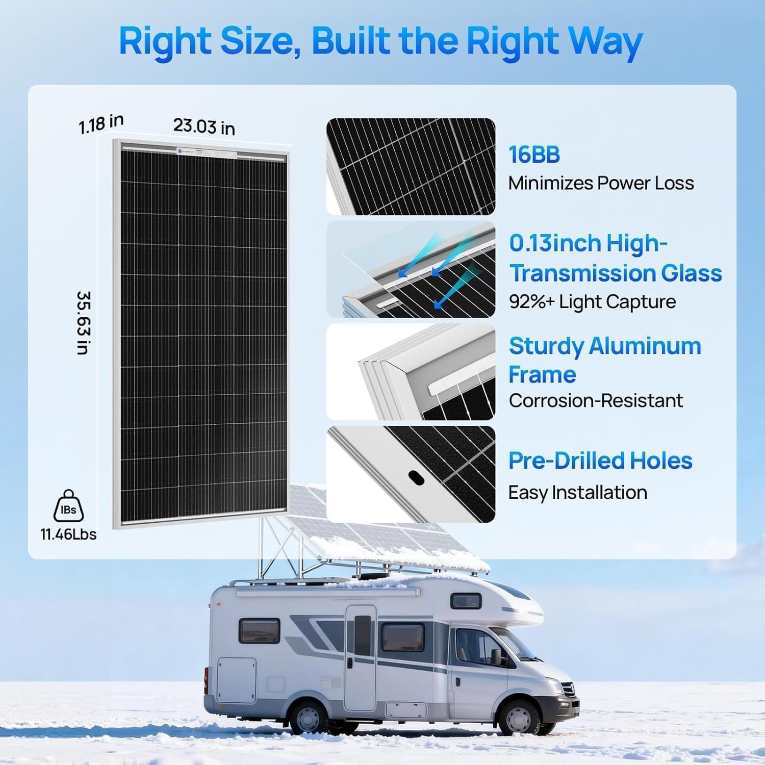 ECO-WORTHY 200 Watt 12V Complete Solar Panel Starter Kit for RV Off Grid | with Battery and Inverter: 200W Solar Panels+30A Charge Controller+50Ah Lithium Battery+600W Solar Power Inverter - Image 6