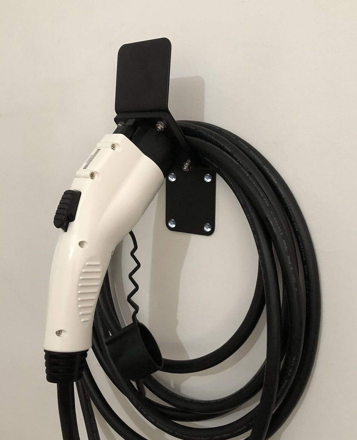 EVSE EV PHEV Electric Vehicle Charger Charging Cord Hanger and Plug Nozzle Dock Holster Holder Compatible with SAE J1772 Angle Heavy Duty Steel Cable Organizer Hook - Image 3