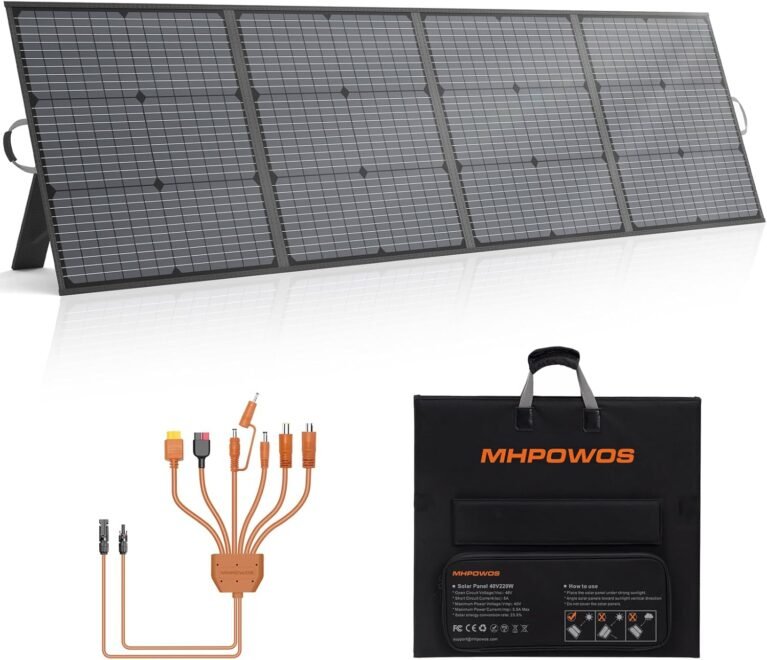 Portable Solar Panel 220W 40V Monocrystalline Foldable Solar Panels Charger Power Backup, IP67 Waterproof Durable for Power Station RV Camping Off Grid Fishing