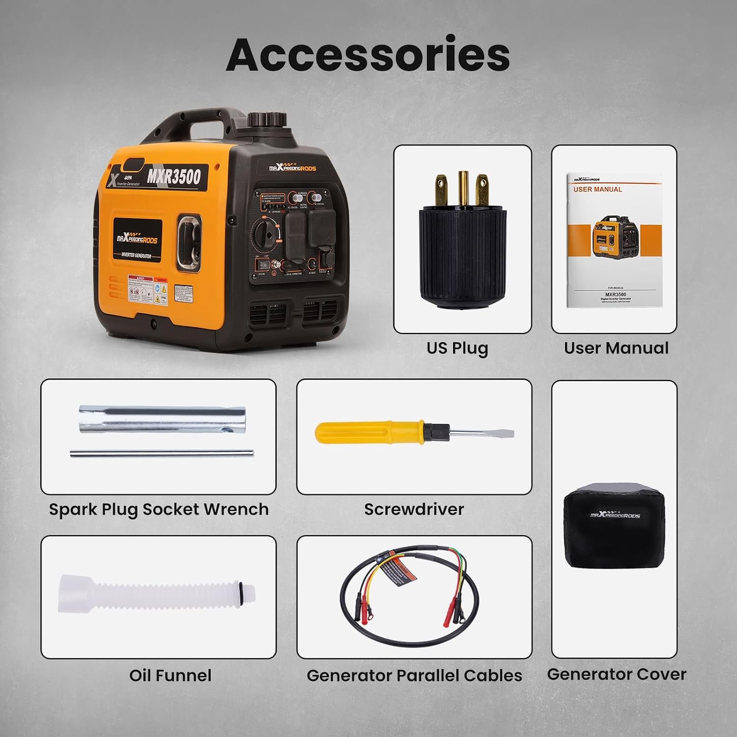 MaXpeedingrods 3500 Watt Portable Inverter Generator EPA Compliant,Gasoline | Compact and Lightweight for Home Backup Power, Outdoor Camping, RV and Trailer, MXR3500, CO Sensor, Gas Powered - Image 7