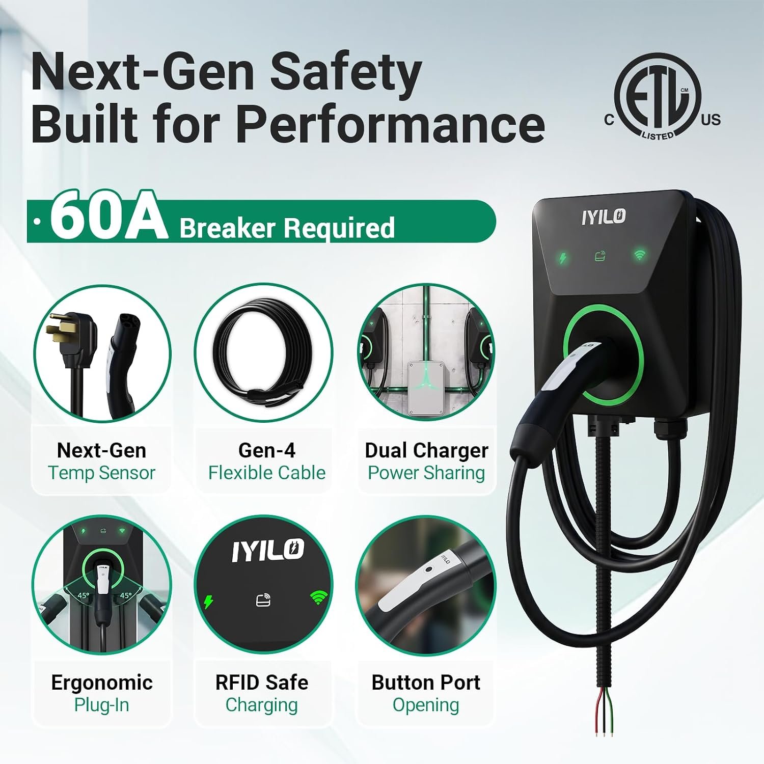 Level 2 EV Charger for Tesla, 48Amp/11.5KW/240V, UL/ETL/Energy Star | NACS(J3400) Wall Supports Power Sharing & Dynamic Load Balancing, Temp Sensors, WiFi Smart APP, Scheduled Charging, Hardwired - Image 9