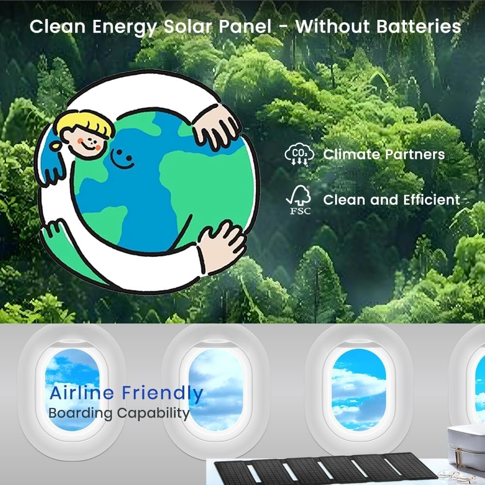 FlexSolar 40W Foldable Solar Panel Charger, USB-C USB-A & DC Outputs | Waterproof portable solar charger for camping, hiking, backpacking; works with phones, power banks and tablets - Image 6