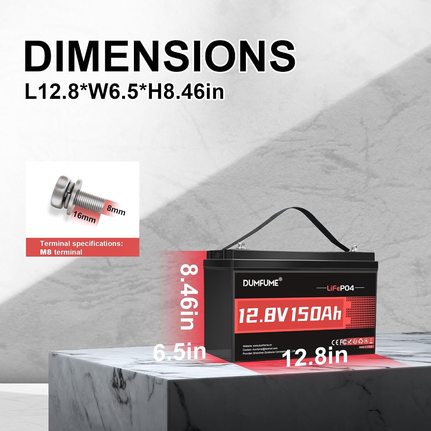 12V 150Ah LiFePO4 Lithium Battery 15000+ Deep Cycle | Built in 100A BMS,IP65 Waterproof 1920Wh for Solar System, RV Camper, Home Backup Power,Marine,Off-Grid Applications - Image 2
