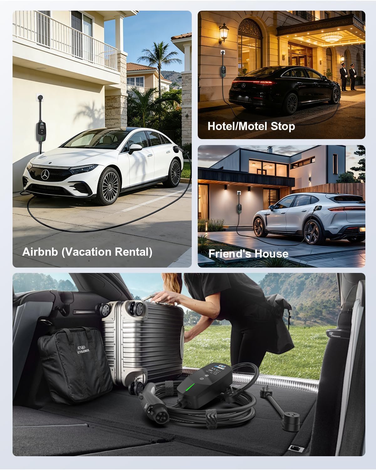 EVDANCE Level 1 & 2 Portable EV Charger, Smart App Control & WiFi/Bluetooth Enabled, 25ft Cable, ETL Listed J1772 EVSE for All EVs & PHEVs (Black, 16A Smart | NEMA 5-15&6-20(Standard Home Plug)) - Image 8