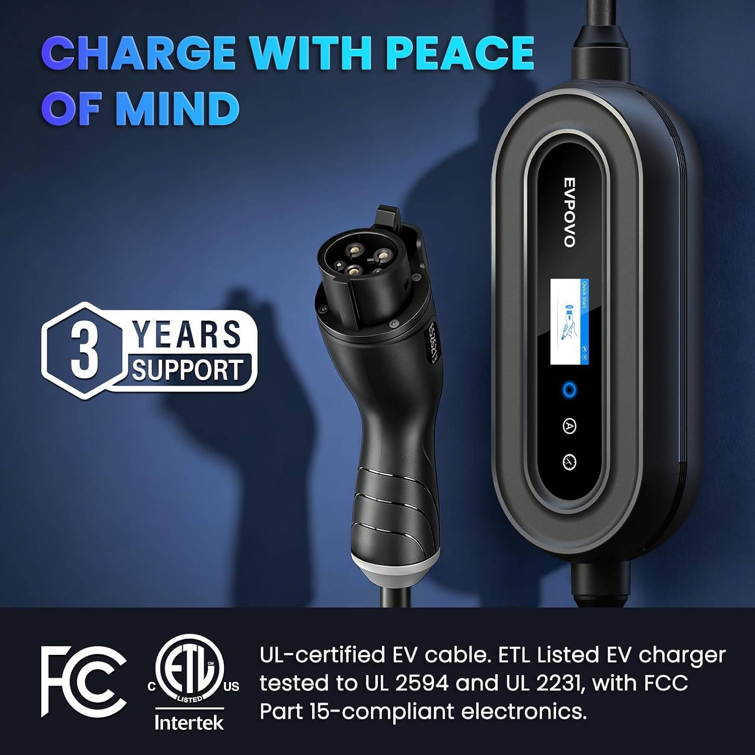 Level 2 EV Charger 32 Amp Portable J1772 NEMA 14-50 7.6kW 25ft Cable | Portable Electric Car Charger, Home EV Charger Level 2, WiFi App, Adjustable 16/20/24/32A, ETL Listed, IP66 Weatherproof - Image 6