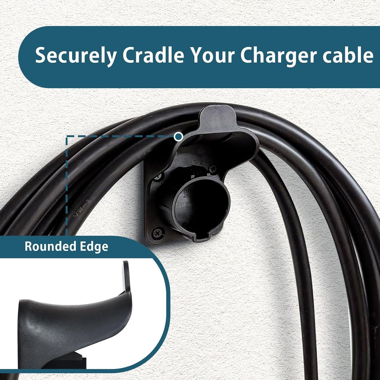 EV Charger Holder Wall Mount J1772 Holder, EV Charger Cable Holder Electric Car Charging Cable Organizer for SAE J1772 Connector - Image 4