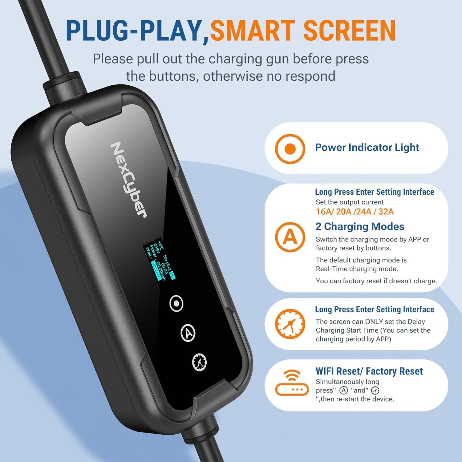 Level 2 EV Charger 32Amp with WiFi APP/Plug-Play, 240V NEMA 14-50P Plug, 25FT Cable with ETL Certified, Portable Electric Vehicle Charging Stations EVSE J1772 Connector (32) - Image 5