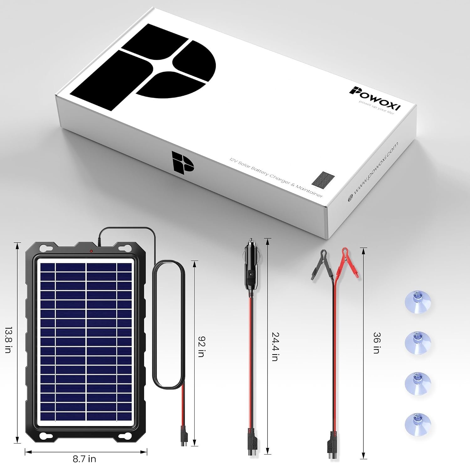 POWOXI 7.5W 12V Solar Battery Charger Trickle Maintainer Kit for Car | Smart Charge Controller | Waterproof | Intelligent Safety Protections | for Boat, Marine, RV, Automotive, Motorcycle, Trailer - Image 7