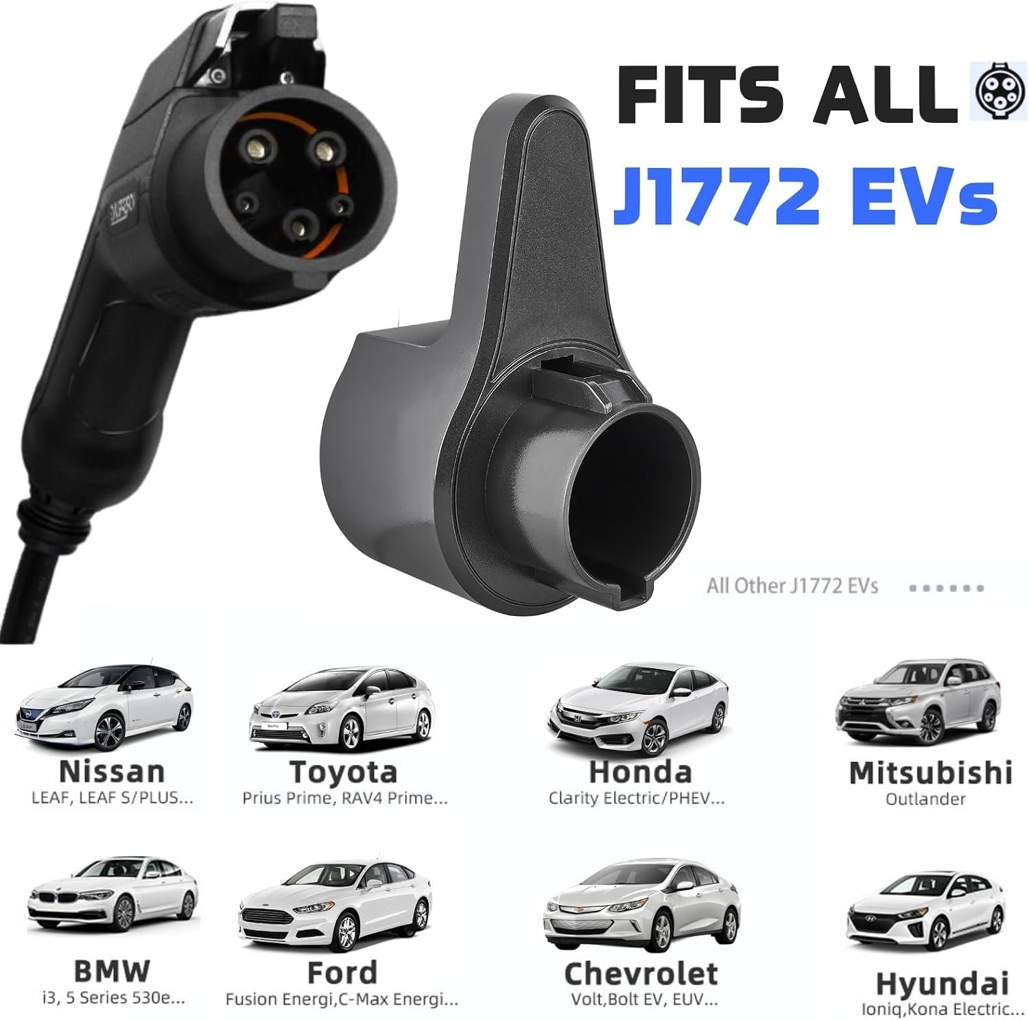 MECMO EV Charging Cable Holder Wall Mount for J1772, Electronic Vehicle Charger Cord Hanger, EVSE Car Charger Cable Organizer Management, EV Charging Plug Cord Protector Wall Hook SAE J1772 Connector - Image 2