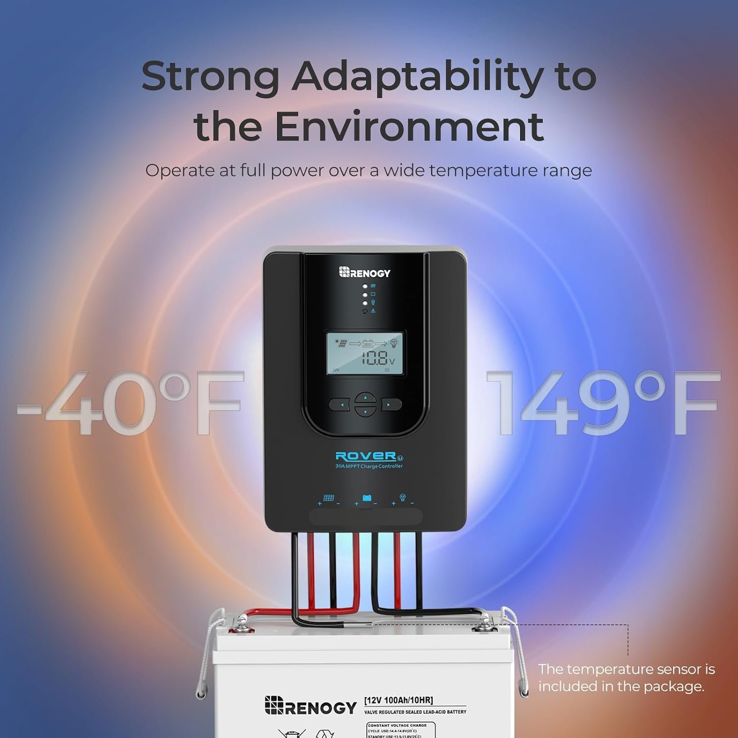 Renogy Rover 30A 12V/24V Auto DC Input MPPT Solar Charge Controller Parameter Adjustable LCD Display Solar Panel Regulator fit for Gel Sealed Flooded and Lithium Battery, Rover 30A,Black | 95V PV input, AGM/Gel/Flooded (auto), Li (manual), MPPT 99% tracking,overcharge/short protection, negative ground, for RVs - Image 4