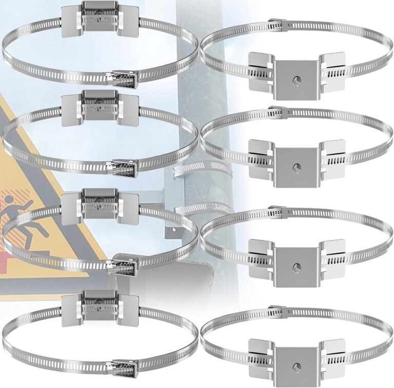 ZhouDashu 8Pcs Sign Mounting Brackets for Larger Poles, Adjustable Street Sign Mounting Hardware with Pole Clamps, Pole Mounting Kit for Water Heater Expansion Tank,Security Camera,Solar Light Panel