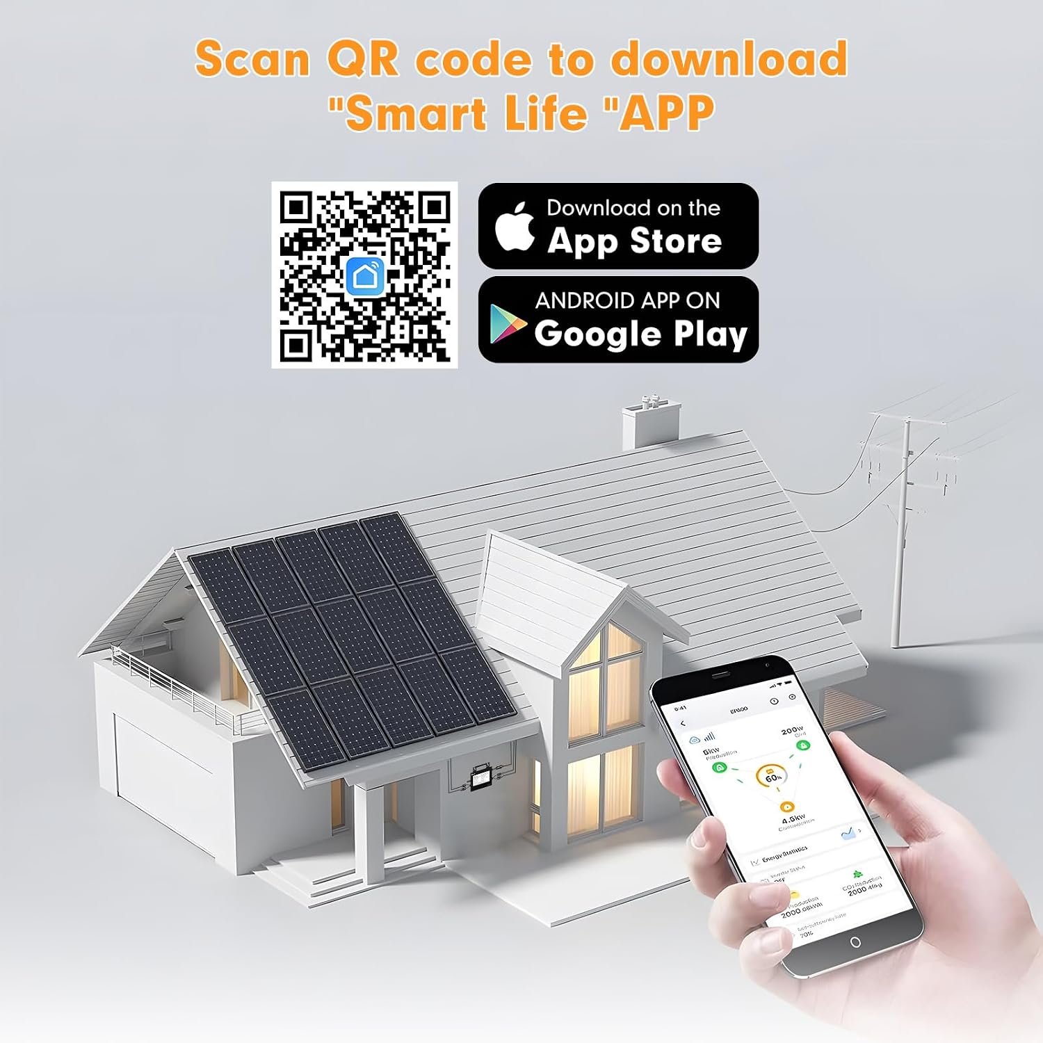 Solar Grid Tie Micro Inverter 1200W, Smart MPPT with App Real-Time Monitoring, 96% High Efficiency Pure Sine Wave 120V AC Output for Family Residence & Small Business - Image 7