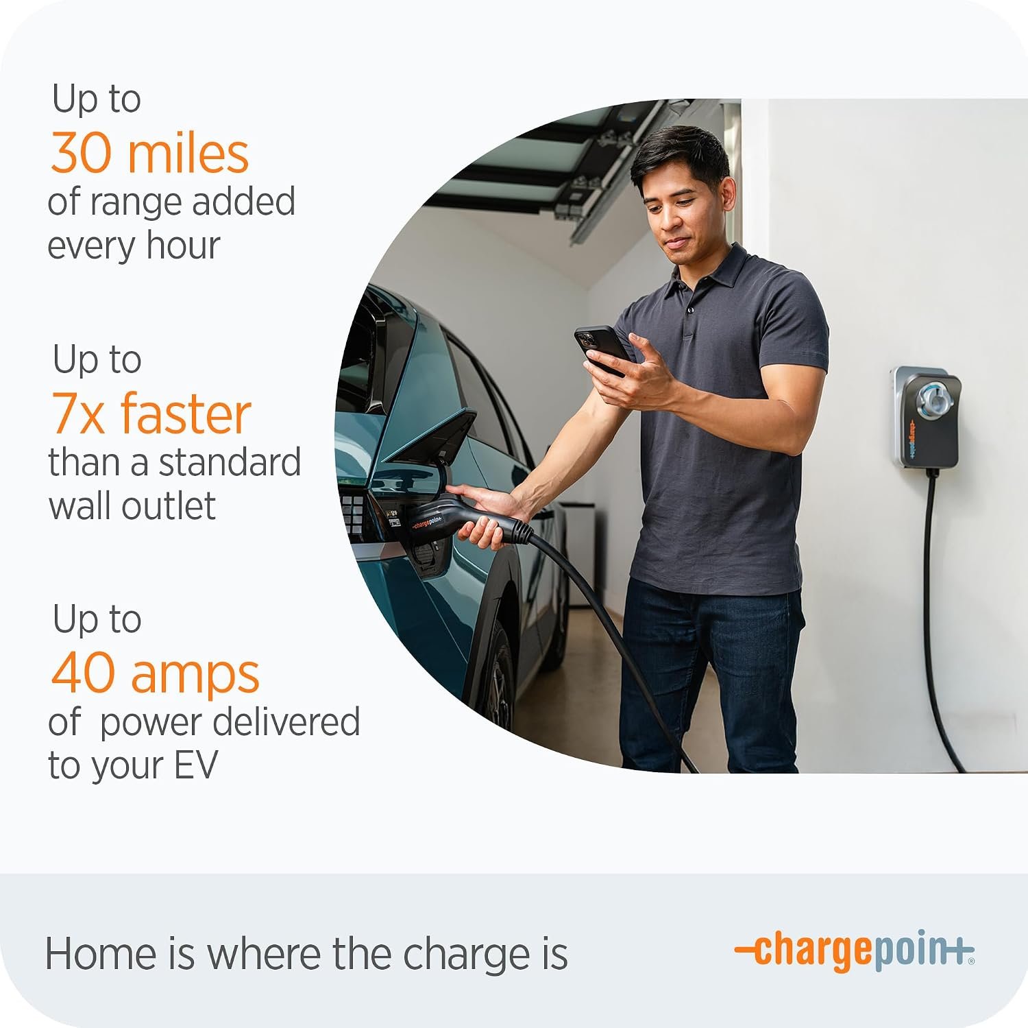ChargePoint HomeFlex Level 2 EV Charger J1772 - NEMA 14-50 Plug | Fast Smart Battery Power Charging at Home for Electric Automobile Vehicles - for Electric Car - Image 6