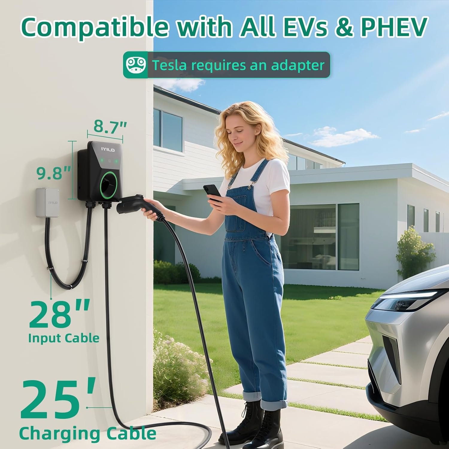 Level 2 EV Charger, 48Amp/11.5KW/240V, UL 2594, ETL & Energy Star | J1772 Wall EV Charger with Dual Temp Sensors, Power Sharing, Dynamic Load Balancing, Schedule Charging, RFID, Smart APP - Image 9