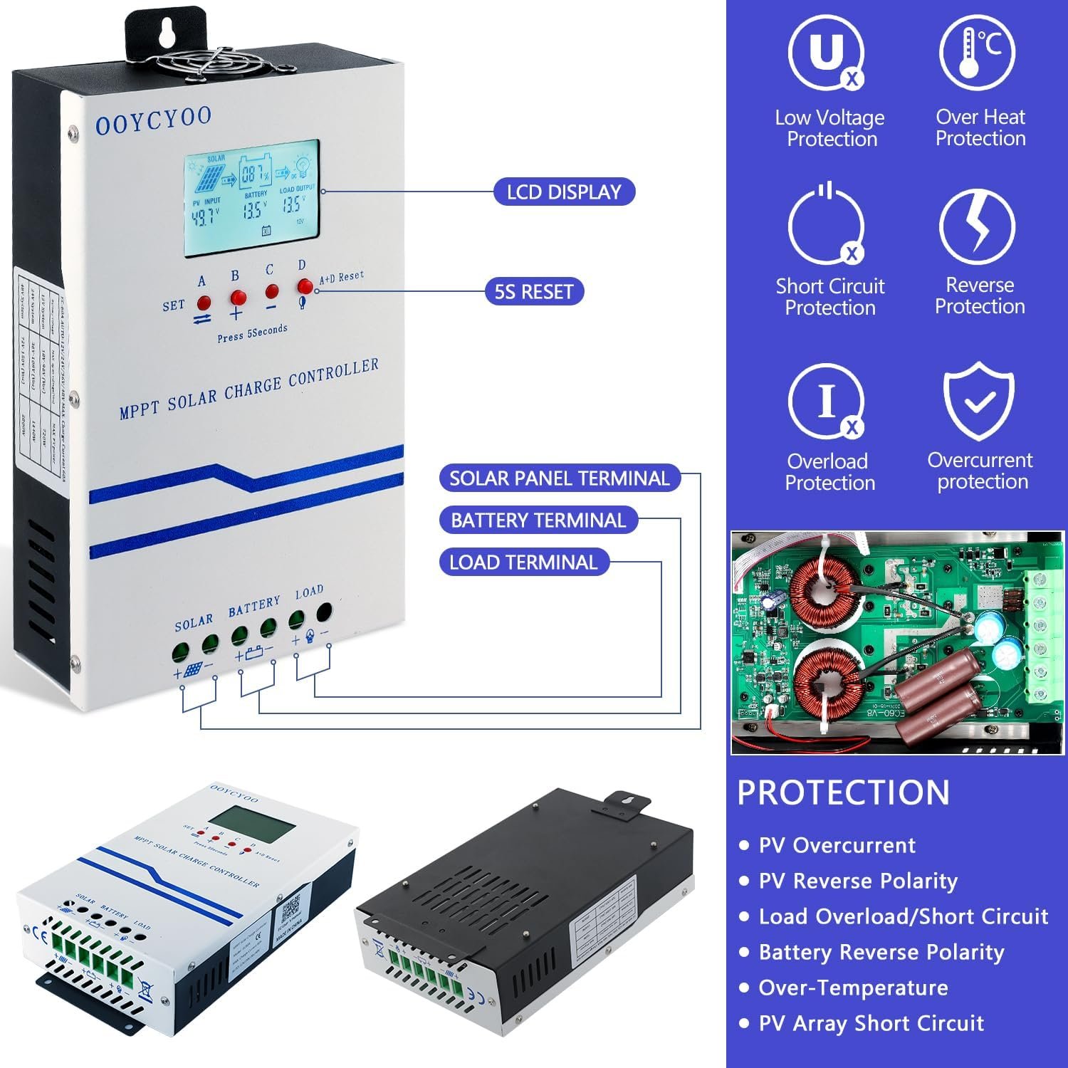 40A Solar Charge Controller MPPT 12V 24V 36V 48V Controller 40amp Solar Charge Regulator MPPT 160V w/LCD Display Work with AGM, Gel, Flooded and Lithium - Image 2