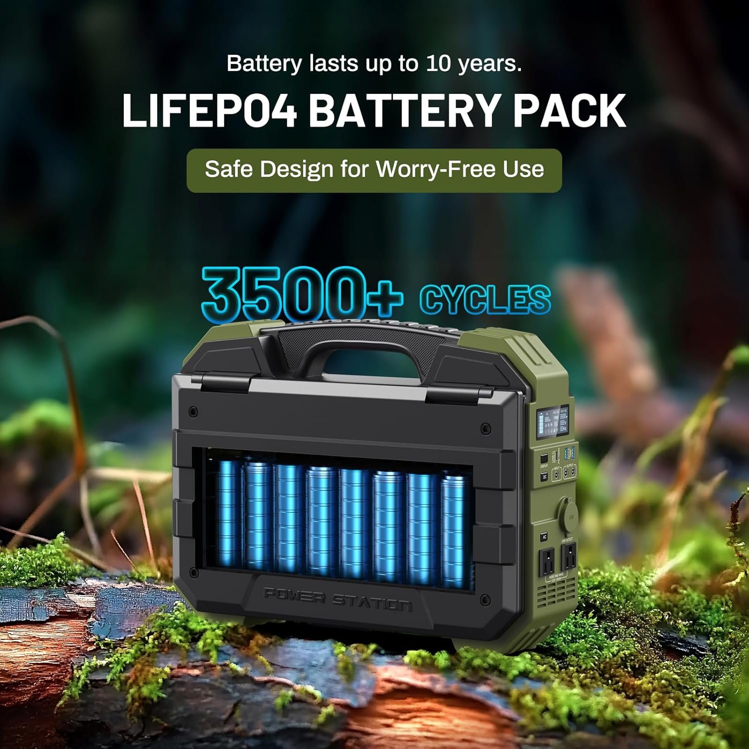 BROWEY 1600W (3200W Peak) Portable Power Station, 1024Wh LiFePO4 Battery with Built-in Solar Panel, 100W USB-C PD, Solar Generator for Camping, RV, Home Backup, Emergency - Image 6