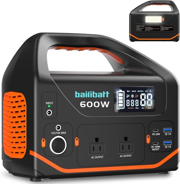 Portable Power Station 600W, 293Wh Camping Lithium Battery | Portable Generator for Home Use Emergency Power Station Backup Travel Outdoor 100W PD & 110V Pure Sine Wave AC Outlet