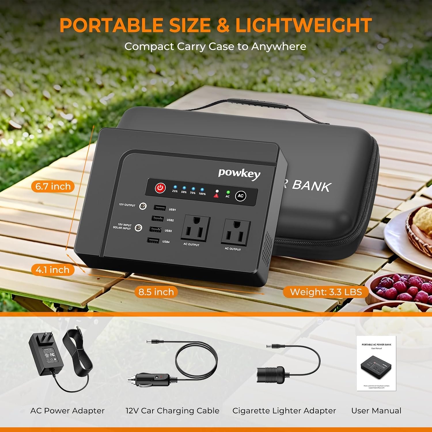 Portable Power Station 200W, Rechargeable Battery Powered with AC Outlet | Powkey 146Wh Solar Generator with 120V AC Outlet, Lithium Battery Pack Backup Power Supply for Camping Travel Outdoor Home - Image 6
