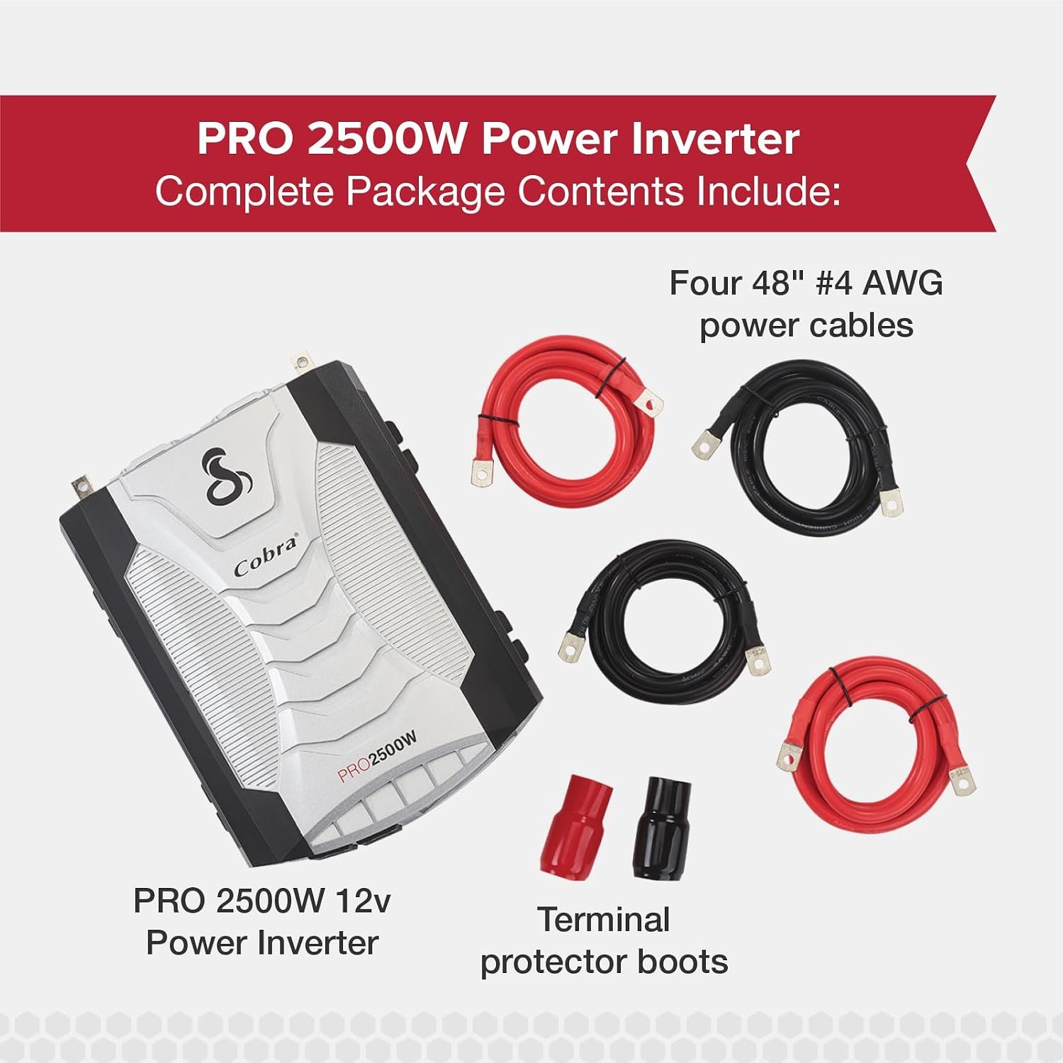 Cobra PRO 2500W Professional Grade Power Inverter, Portable – 2500-Watt Car Charger, 4 Grounded AC Outlets, 2 Fast Charge USB Ports and Remote Controller (CPIALCDG1) Compatible | 2500-Watt Car Charger, 4 Grounded AC Outlets, 2 Fast Charge USB Ports and Remote Controller (CPIALCDG1) Compatible - Image 5