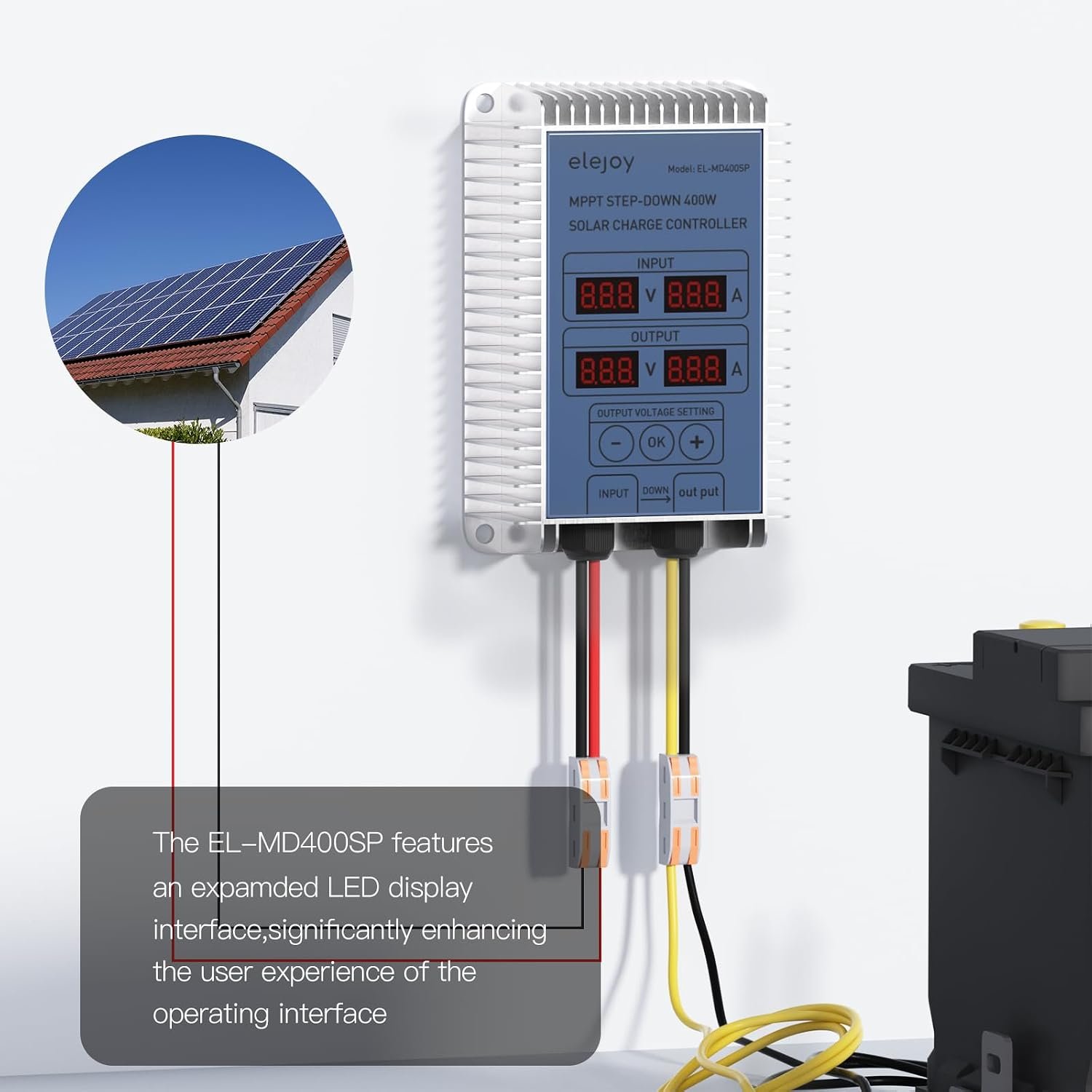 25 Amp 400W MPPT Step-Down Solar Charge Controller | 99% Adjustable Output Lithium LiFePO4 Lead-Acid Gel Sealed Flooded Battery LED Display IP65 Waterproof Outdoor - Image 2
