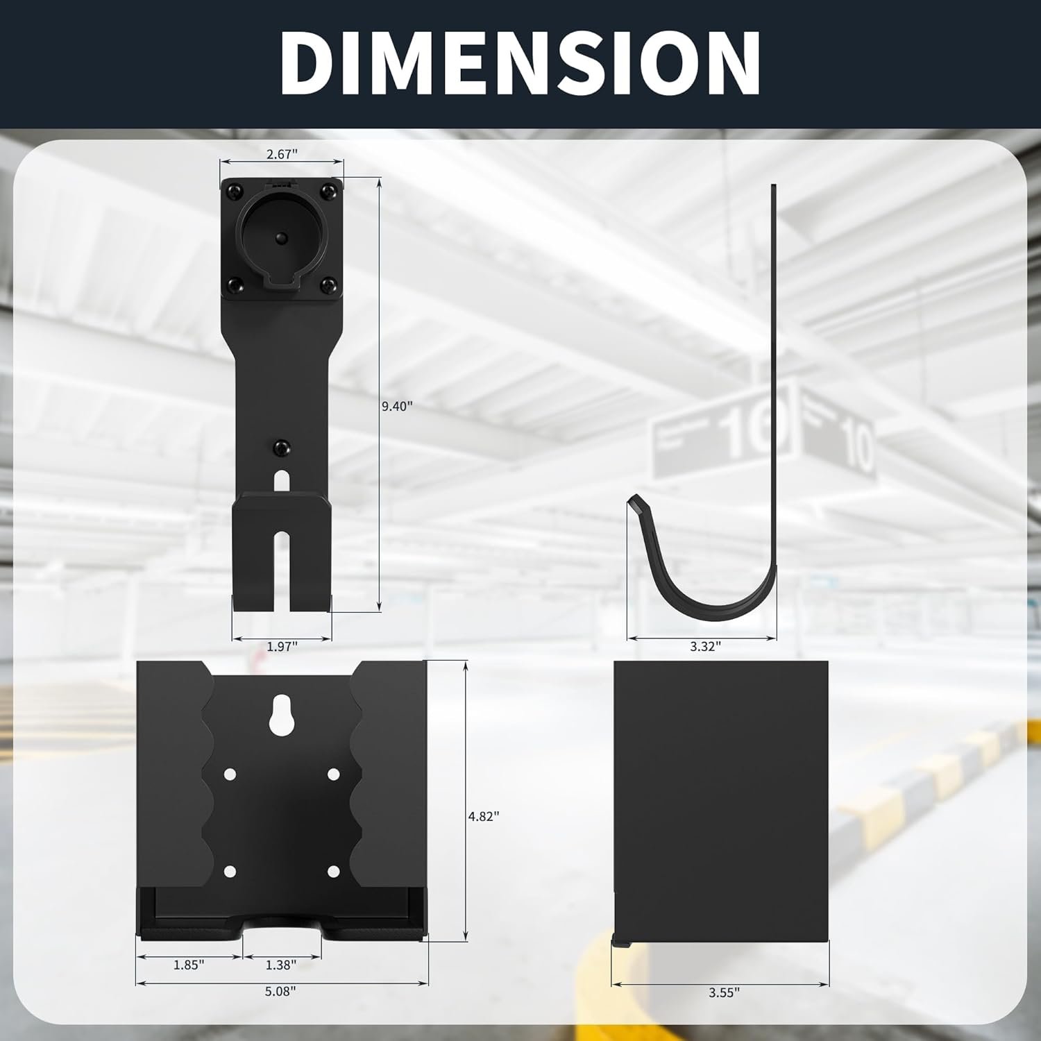 Joinfworld EV Charger Holder Wall Mount Kit | EV Charger Holster Dock, SAE J1772 Connector, J-Hook EV Charger Cable Holder, EV Charging Box Holder, Electric Vehicles - Image 6