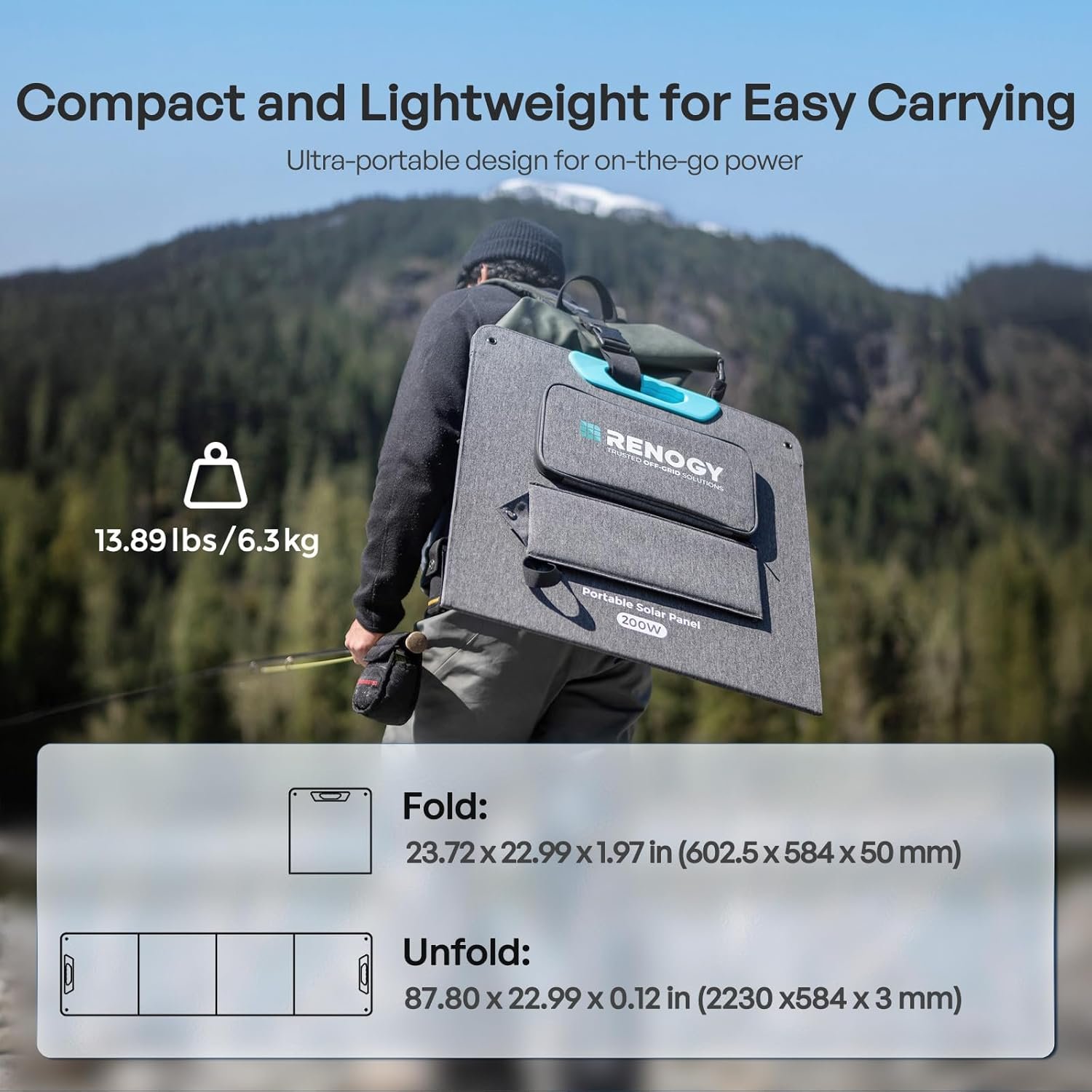 Renogy 200W Portable Solar Panel, IP65 Waterproof Foldable Solar Panel Power Backup, Solar Charger for Power Station RV Camping Off Grid | N-Type 200 Watt Foldable Solar Panel with Kickstand, Lightweight USB-A/Type-C Outputs, for Camping, RV, Blackout, Off-Grid - Image 3