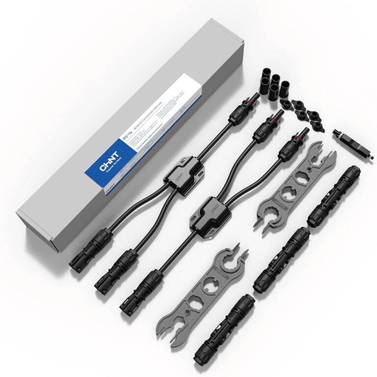 CHINT Solar Y Branch Connector Kit, 10AWG to Dual 12AWG PV Wire, 1500V 30A, UL & TÜV Certified Connectors and Cables, 1 Pair Y-Splitter with 3 Pairs Connectors & 5 Pairs Dust Caps & Spanners