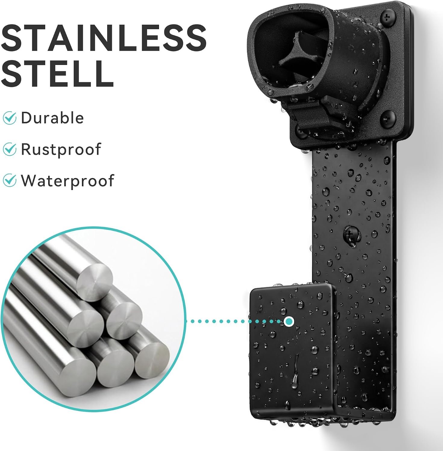 EV Charger Holder - Tesla Connector, Nozzle Holster Dock and J-Hook Combination, EV Cable Holder Wall-Mount Electric Vehicle Charger - Image 7