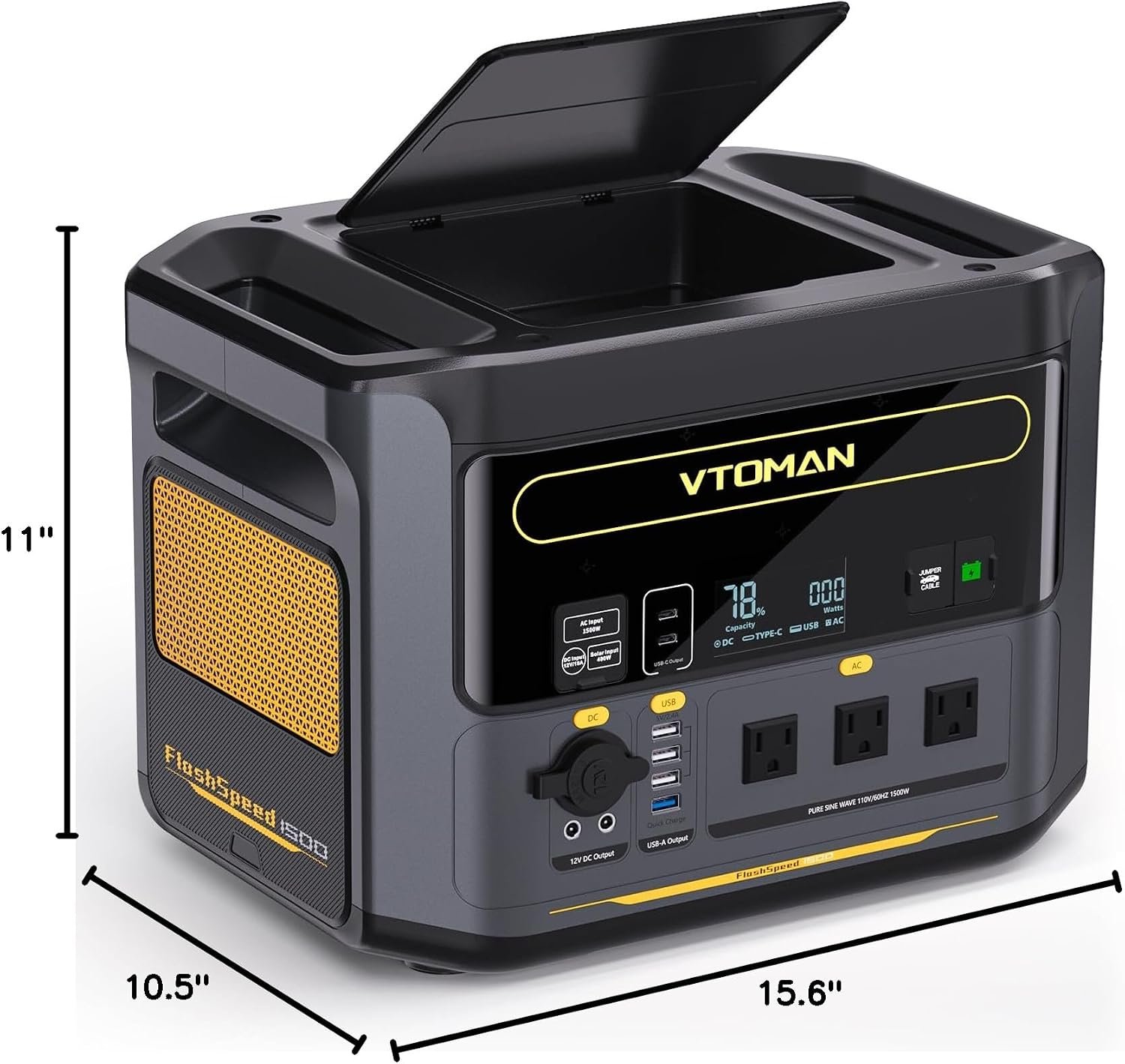 VTOMAN FlashSpeed 1500 Solar Generator, 1548Wh LiFePO4, 3000W peak ouput | Recharge 0-100% in 1H, UPS - Image 9