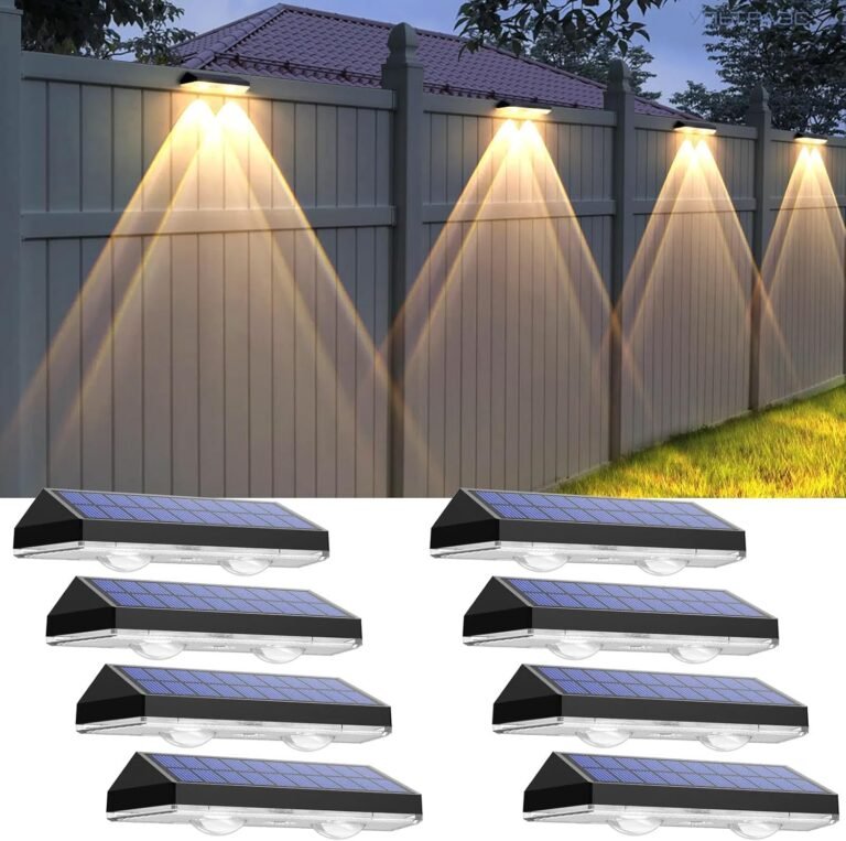 Solar Fence Lights Outdoor, 2700/4000/6000K 3 Mode, 8-12H, Black, 8 Pack | IP65 Waterproof, Fence Lights Solar Powered for Outside, Backyard, Railing, Step, Patio,Wall and Home Improvement