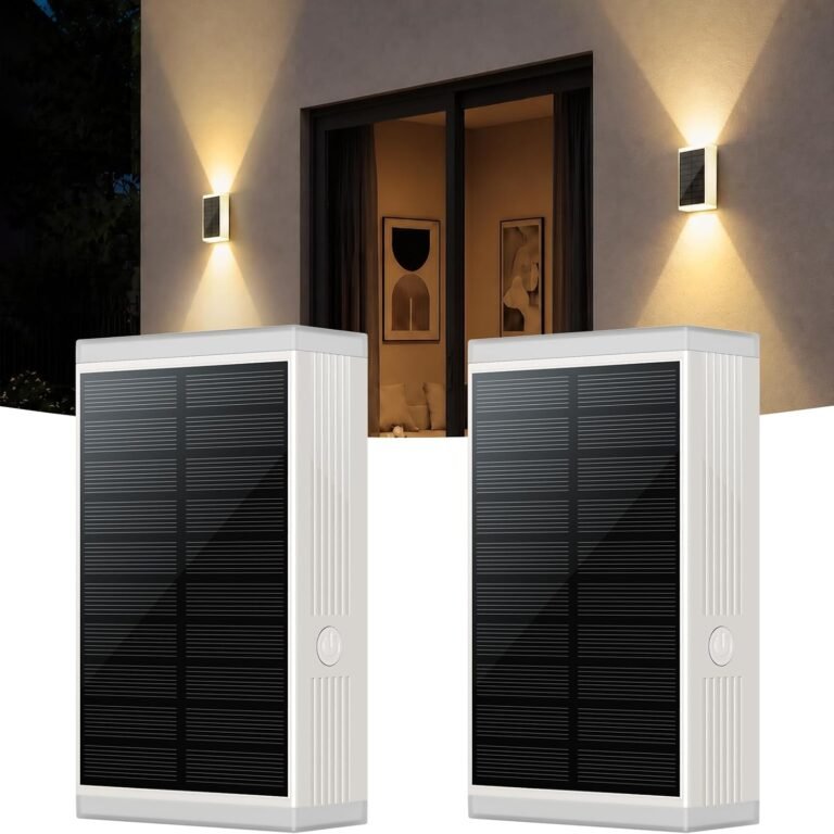 Solar Wall Lights,3000/4000/6000K/RGB 13 Modes Up & Down Wall Sconce,2Pack | 2X LED Lens IP67 Waterproof Solar Sconce Lights Up & Down Lighting Solar Lights Outdoor for Backyard/Patio/Garage/Porch