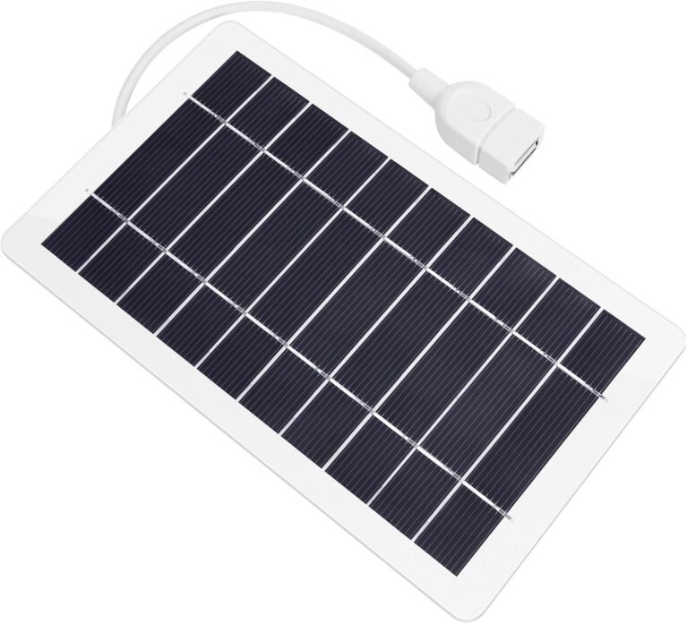 USB Solar Panel Charger, White, 5W, 5V 1PCS | Portable Solar Panel Kit, For Camera, Cell Phone Charging, Camping, Hiking, Outdoor Travel