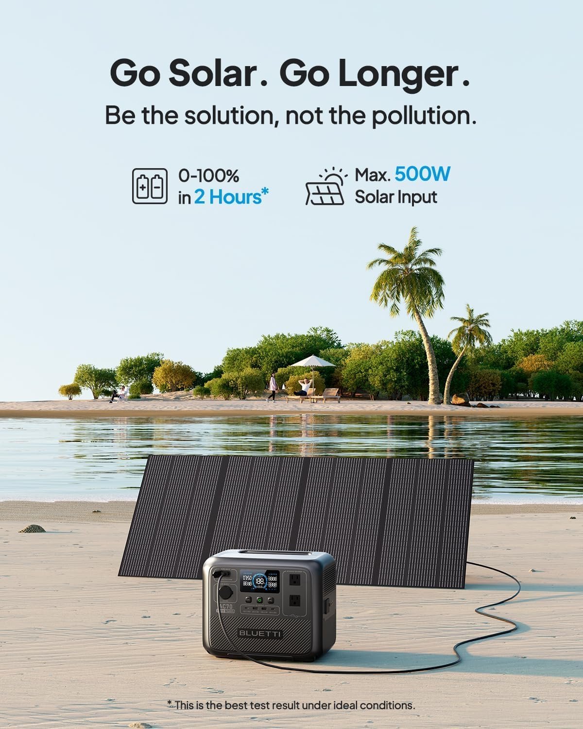 BLUETTI AC70 Portable Power Station 768Wh 1000W LFP Battery Solar Generator | Power Lifting 2000W, 45 Min 0-80% Fast Charging, 20ms UPS, Emergency Backup Power for Blackout, Camping, Outage and Road Trip - Image 5