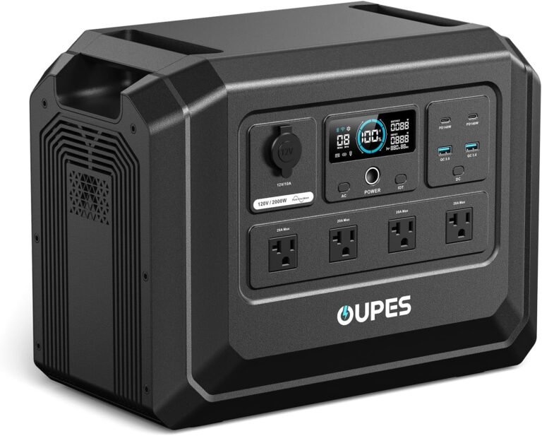 OUPES Mega 1 Lite Portable Power Station 1024Wh 2000W (4500W Surge) | LiFePO4 Battery, UPS Backup, 46 Mins Full Charge, Built-in MPPT, 9 Ports, 140W PD, QC3.0, APP Control via Wi-Fi & Bluetooth