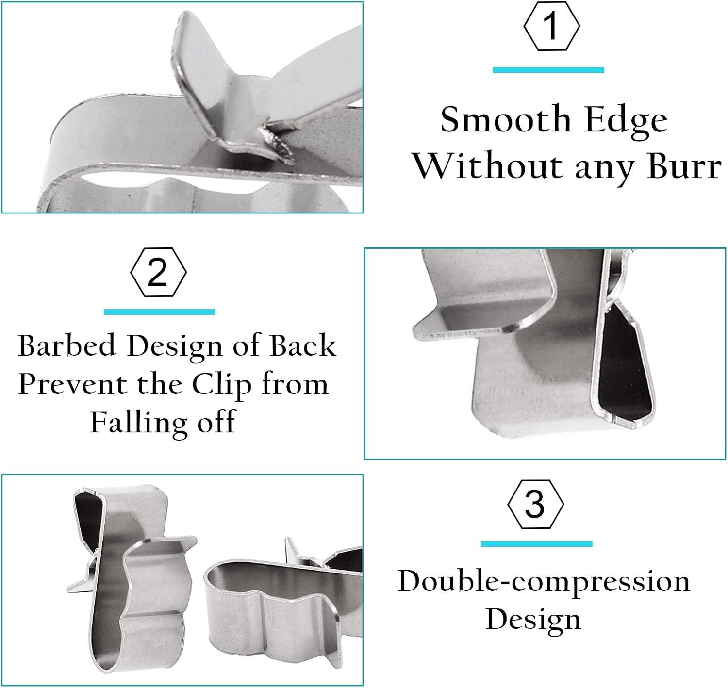 Solar Panel Cable Clips, Stainless Steel, 0.85"/22mm, 60pcs | Trailer Wire Clips - Image 5